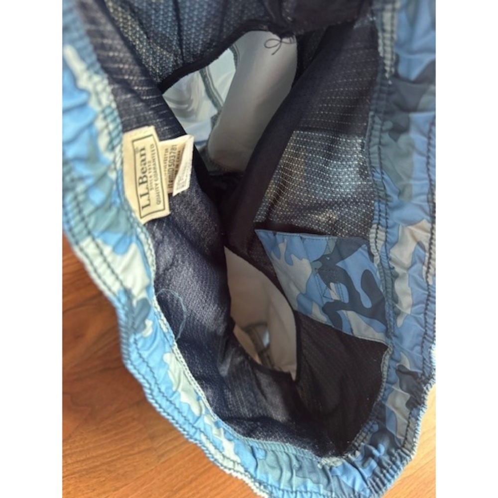 LL Bean Mens Mesh Brief Liner Blue Camo Camouflage Sport Swim Trunks MED - Picture 5 of 9